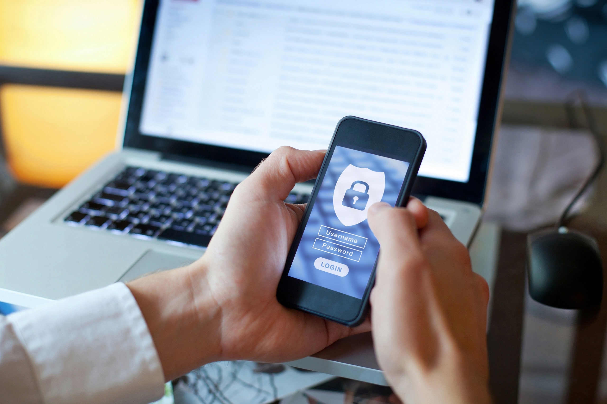 data security concept, mobile application access, login and pass NCOALink Processing